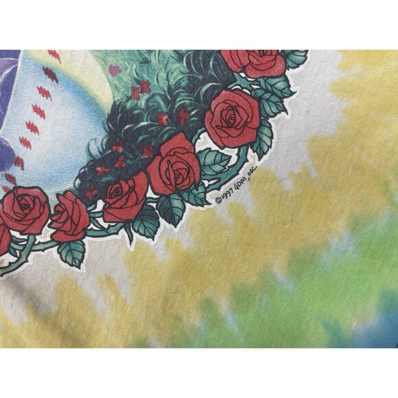 Vtg 90s Grateful Dead Liquid Blue Scarlet Fire Tie Dye Long Sleeve T-Shirt As Is - Picture 8 of 8